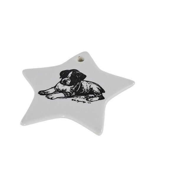 Vintage Boxer Puppy Dog Star Ornament Christmas Ceramic - Picture 6 of 6